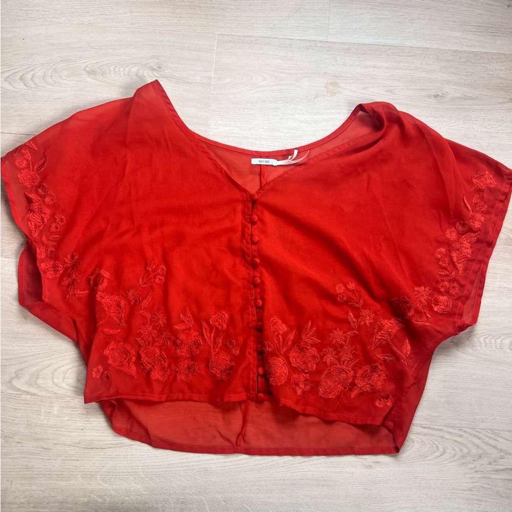 Kimchi Blue Red Lace Robe Intimates